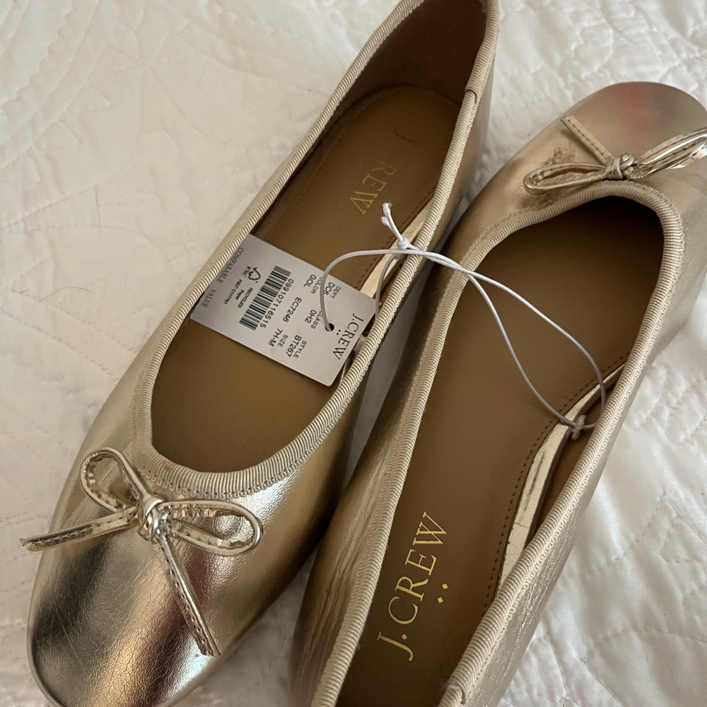 J.Crew new with tags gold ballet flats